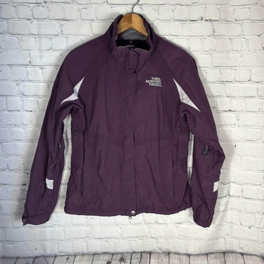 The North Face Womens HyVent Rain Jacket Purple Small Full Zip Technical Shell